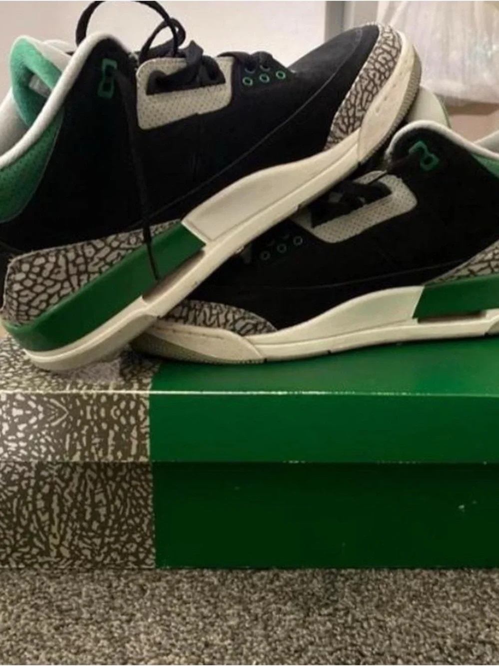 Jordan Kids Black Sneakers with Green Jumpman Accent